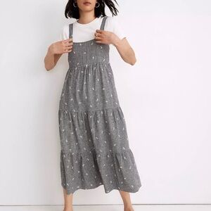 Madewell Embroidered Tiered Midi Dress in Gingham
